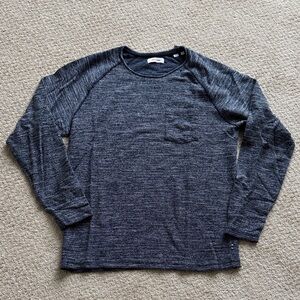 Jack & Jones 100% Cotton Long Sleeve Tee Shirt in Marled Charcoal Gray | Size L